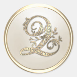 Verziertes Monogramm Q für Gold und Elfenbein Runder Aufkleber