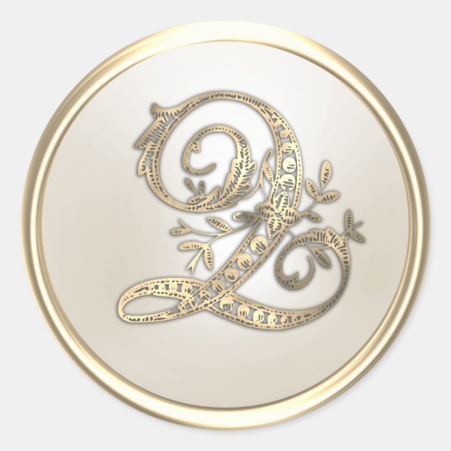 Verziertes Monogramm Q für Gold und Elfenbein Runder Aufkleber (Vorderseite)