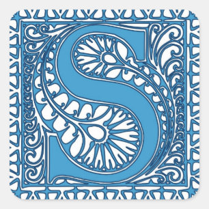 Verziertes Monogramm S Quadratischer Aufkleber