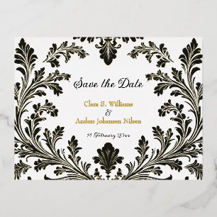 Verziertes Motiv Goldhochzeit, Save the Date, Folien Feiertagspostkarte
