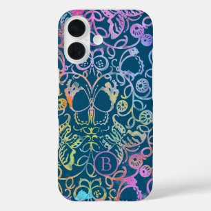 Verziertes Muster für Blumen und Schmetterlinge iPhone 16 Hülle