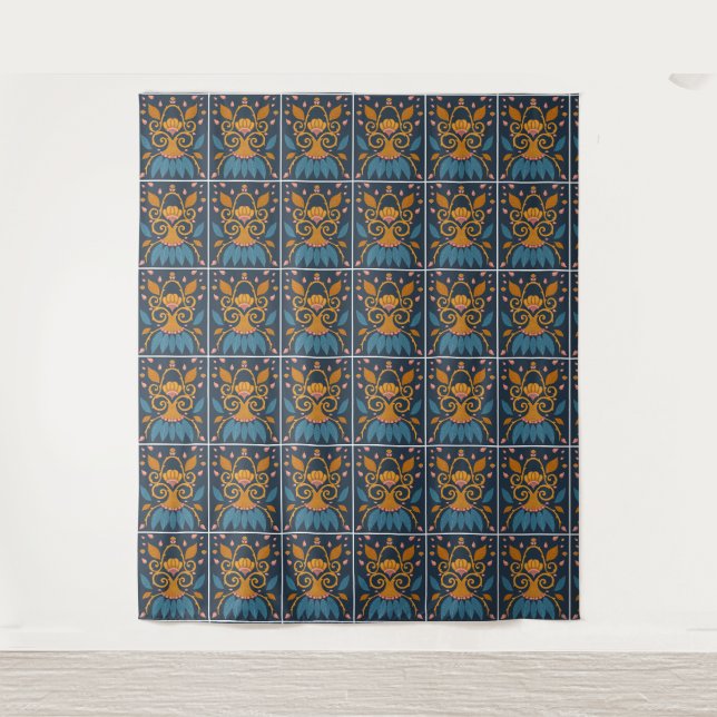 Verziertes Muster Mittelalterlicher Stil Wandteppich (Vorderseite)