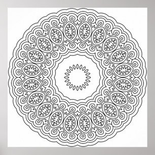 Verziertes ovales Medaillon-Mandala-Ringmuster Kun Poster