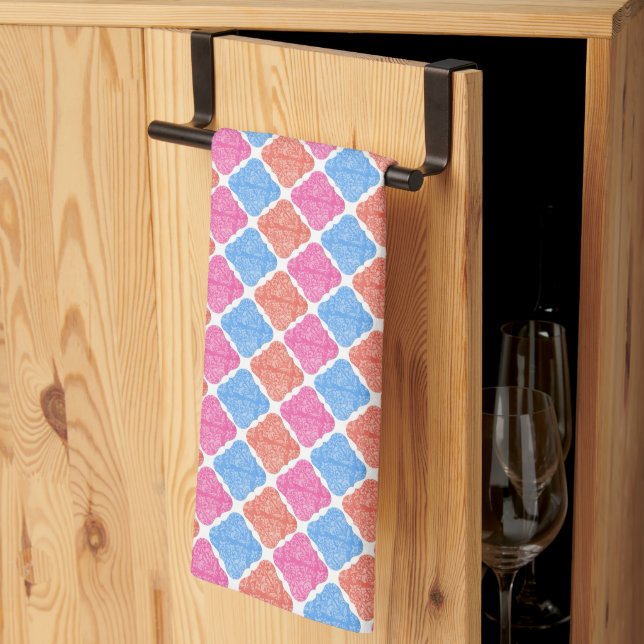 Verziertes Patchwork-Diamanten-Muster Geschirrtuch (Drittel gefaltet)