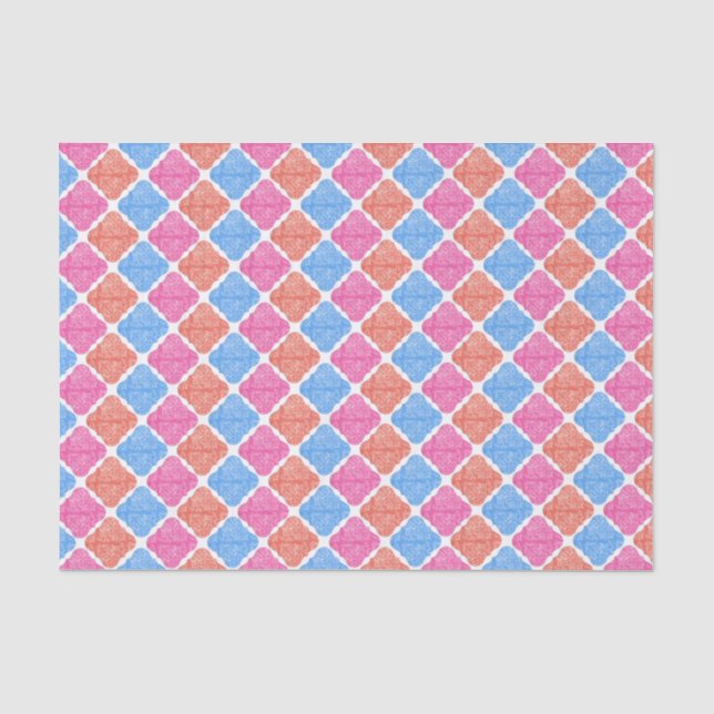 Verziertes Patchwork-Diamantmuster Seidenpapier (Vorderseite)