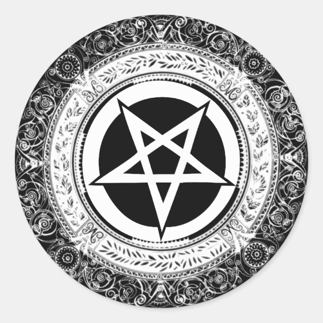Verziertes Pentagramm Runder Aufkleber (Vorderseite)