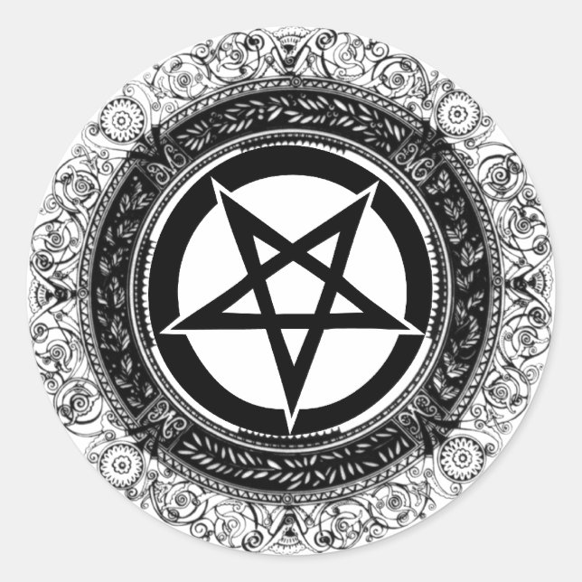 Verziertes Pentagramm Runder Aufkleber (Vorderseite)