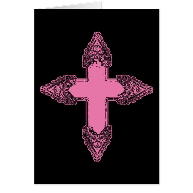 Verziertes rosa Gothic Cross (Vorne)