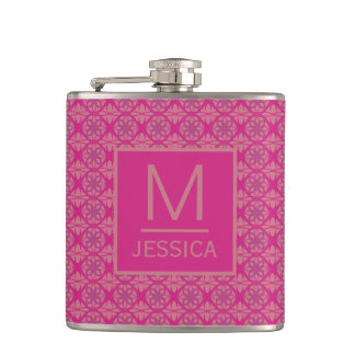 Verziertes Rosa Lila Geometrisches Muster Personal Flachmann