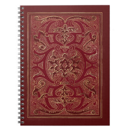 Verziertes Rot- und Gold-Frame-Notebook Notizblock