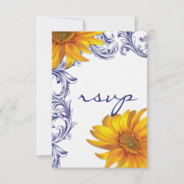 Verziertes Royal Blue and Yellow Sunflown UAWG RSVP Karte