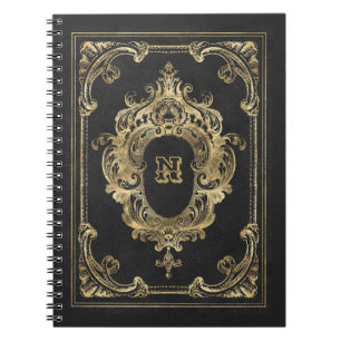Verziertes Schwarz/Gold-Frame-Notebook Notizblock