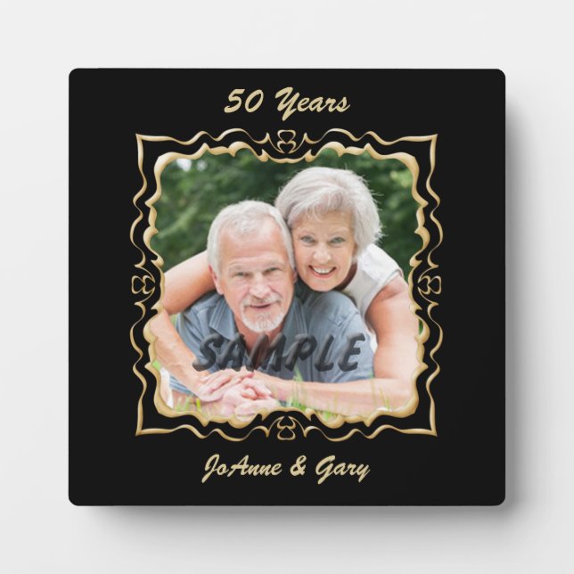 Verziertes Schwarz-Rahmen-Jubiläum Foto Plaque Fotoplatte (Vorderseite)