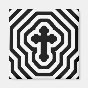 Verziertes Schwarz-Weiß-Kreuz mit konzentrischen S Magnet