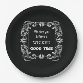 Verziertes Schwarzes Halloween Pappteller