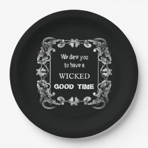 Verziertes Schwarzes Halloween Pappteller