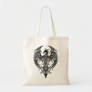 Verziertes schwarzes Stammes- Phoenix Tragetasche