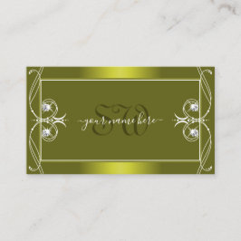 Verziertes Senf-Gelb-Sparkling-Karo-Monogramm Visitenkarte