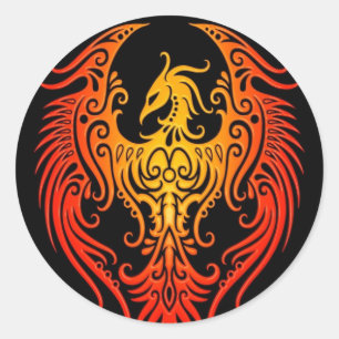 Verziertes Stammes- Phoenix Runder Aufkleber