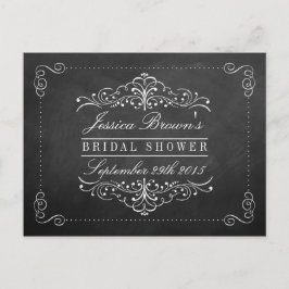 Verziertes Swirl Chalkboard Brautparty Rezept Kart Postkarte