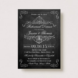 Verziertes Swirl Chalkboard Hochzeit Probe Dinner Einladung