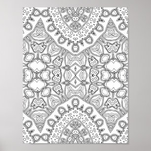 Verziertes Symmetrie-Motiv Mandala Malvorlage Kuns Poster