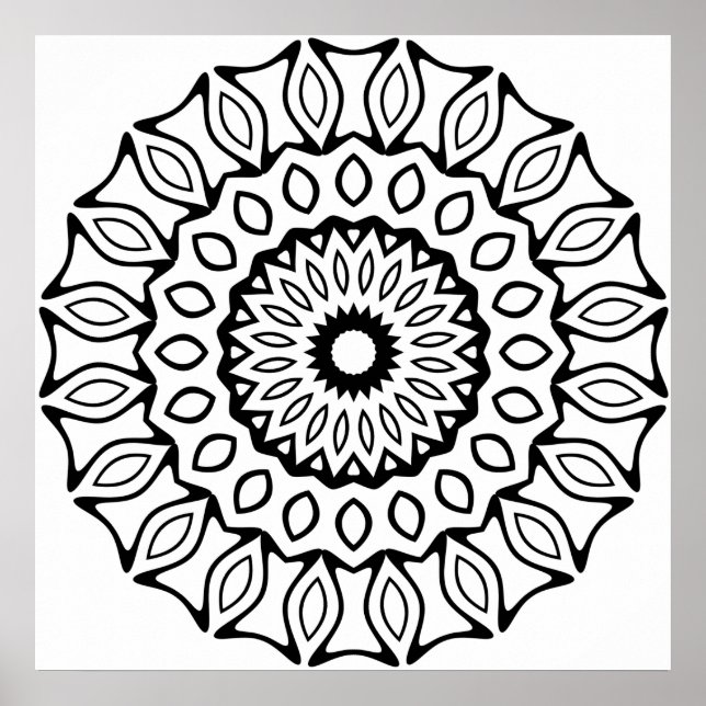 Verziertes Torbogen- und Blatt-Ring-Mandala-Muster Poster (Vorne)
