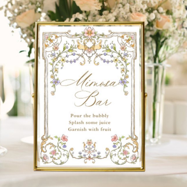 Verziertes Viktorianisches Grace Floral Mimosa Bar Poster (Von Creator hochgeladen)