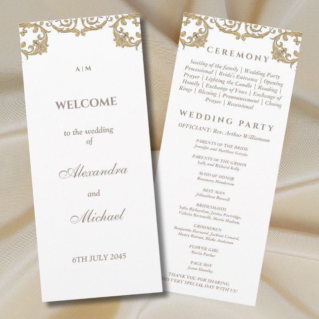 Verziertes Vintages Barock-Hochzeitsprogramm Programm (Von Creator hochgeladen)