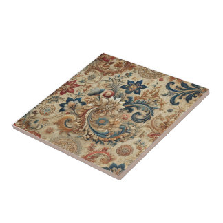Verziertes Vintages Blumenmuster 2 Fliese