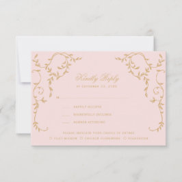 Verziertes Vintages Rosa Paris RSVP Karte