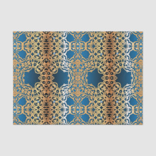 Verziertes Vintages Shiny-Gold- und Blue-Juwelier- Seidenpapier