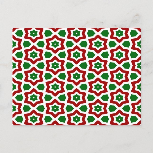 Verziertes Weihnachtsmuster Postkarte (Vorderseite)