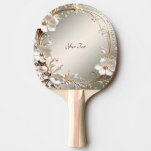 Verziertes weißes Blumen-Ping-Pong-Schläger