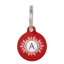 Verziertes White Snowflake Monogramm auf festliche Tiermarke