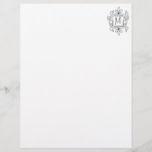 Verziertes Wirbles Monogramm Schreibpapier