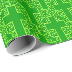 Verziertes, zweifarbiges Grün Geschenkpapier