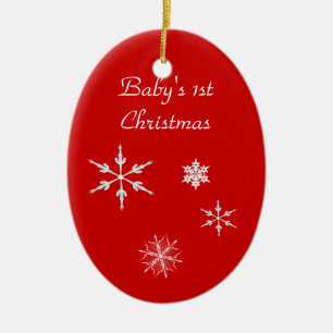 Verzierung--Babys 1. mit Schneeflocken Keramikornament