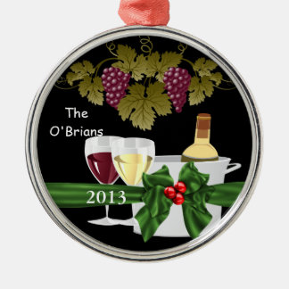 VERZIERUNG DER CHIC-WEIN-LIEBHABER-2013 SILBERNES ORNAMENT