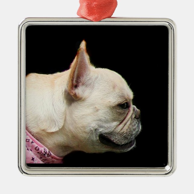 Verzierung der französischen Bulldogge Ornament Aus Metall (Vorne)