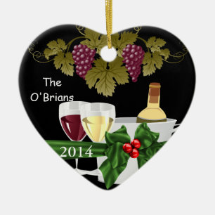 VERZIERUNG DER WEIN-LIEBHABER-2014 PERSONALISIERT KERAMIKORNAMENT