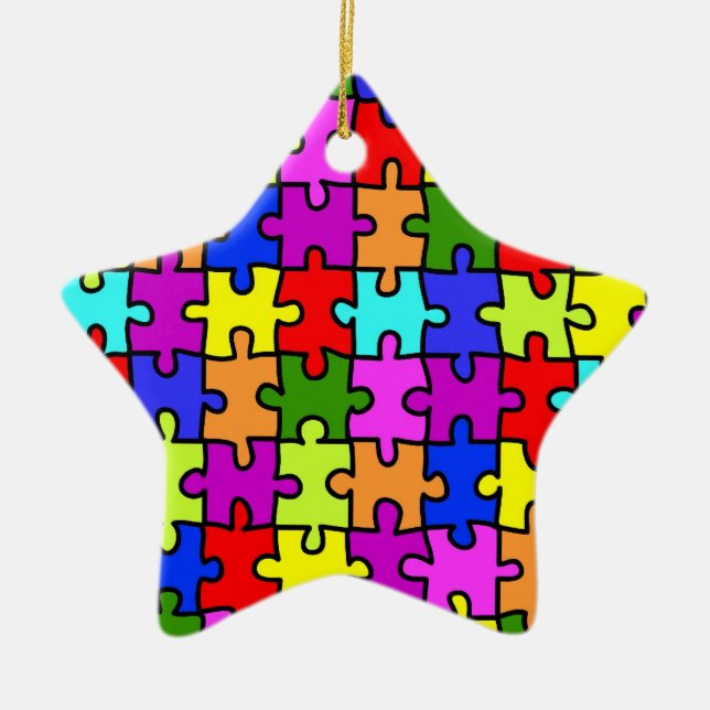 Verzierung "des bunten Puzzlen" Keramik Ornament (Vorne)