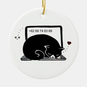 Verzierung des Laptop-Katzen-Bett-(Smoking - Keramikornament