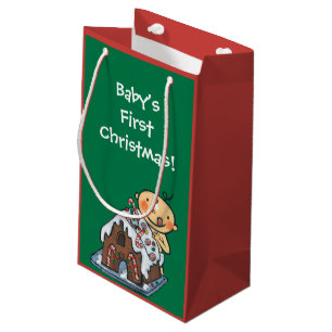 Verzierung eines Lebkuchen-Hauses für Weihnachten Kleine Geschenktüte