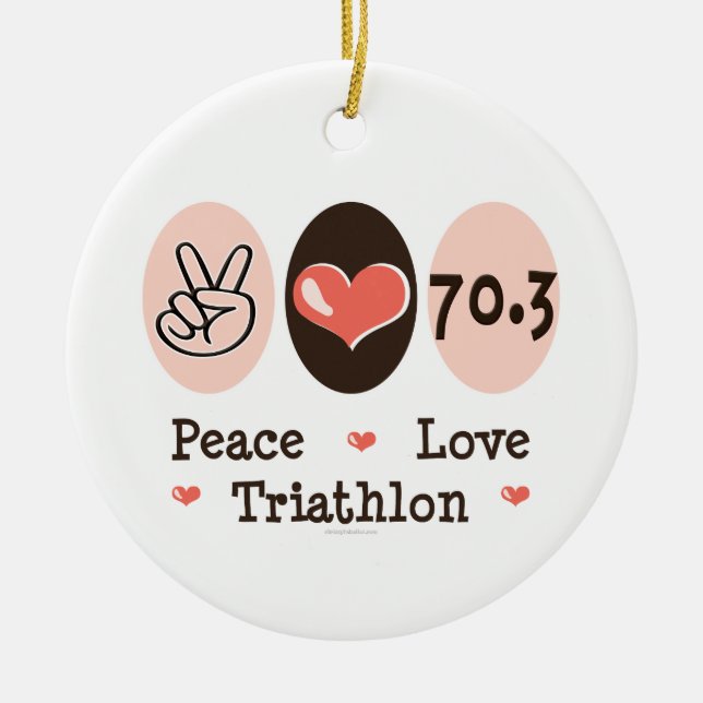 Verzierung FriedensLiebetriathlon-70,3 Keramik Ornament (Vorne)