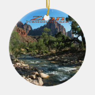 Verzierung: Jungfrau-Fluss und Wächter (rund) Keramik Ornament