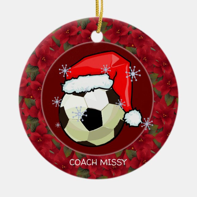 Verzierung - Sankt Soccerball Keramik Ornament (Vorne)