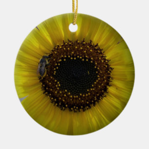 Verzierung Sonnenblume-Hummel Bienen-01 Keramik Ornament