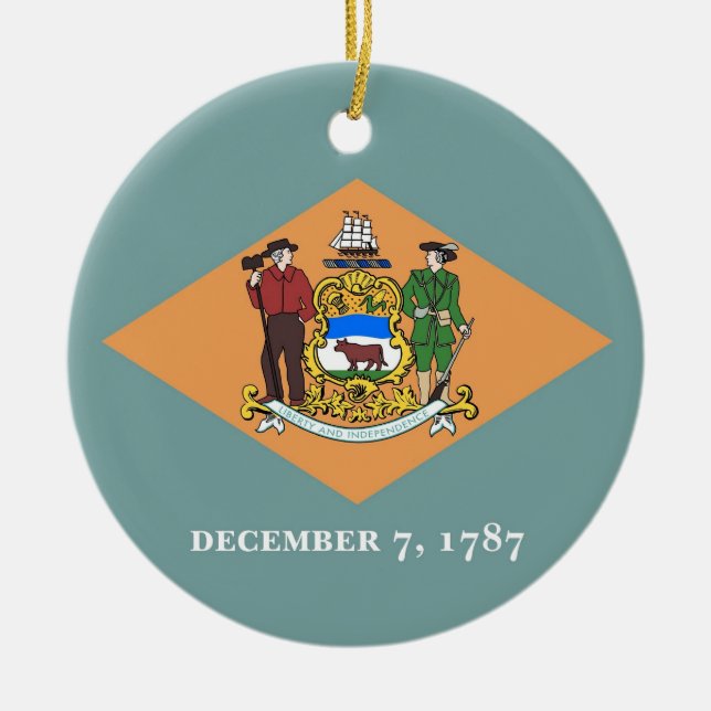 Verzierung unter der Flagge von Delaware Keramik Ornament (Vorne)