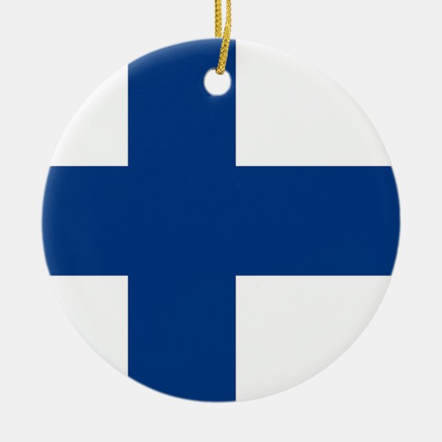Verzierung unter finnischer Flagge Keramik Ornament (Vorne)